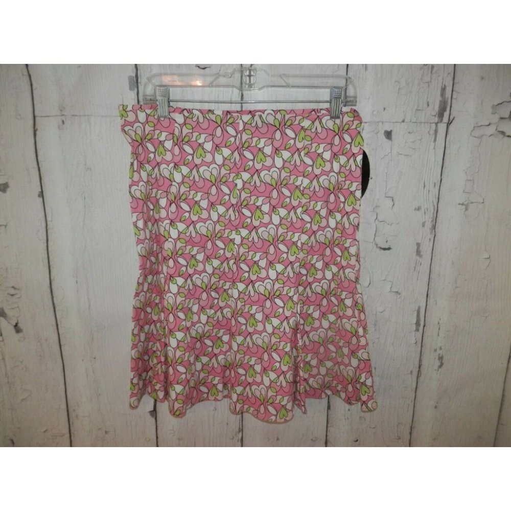NEW My Michelle Club House 11 Heart Floral Pleated Flare Bottom Midi Skirt 2682